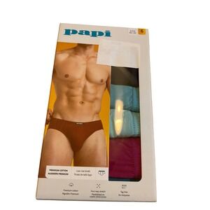 Papi Mens 6 Pack Premium Cotton Low Rise Briefs Size S CH 28 30 Assorted Colors